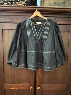 Entry bubble sleeve cropped blouse • shirt • top